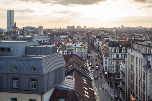 istock Aerial view of old worker's district Marolles in Brussels 640091342
