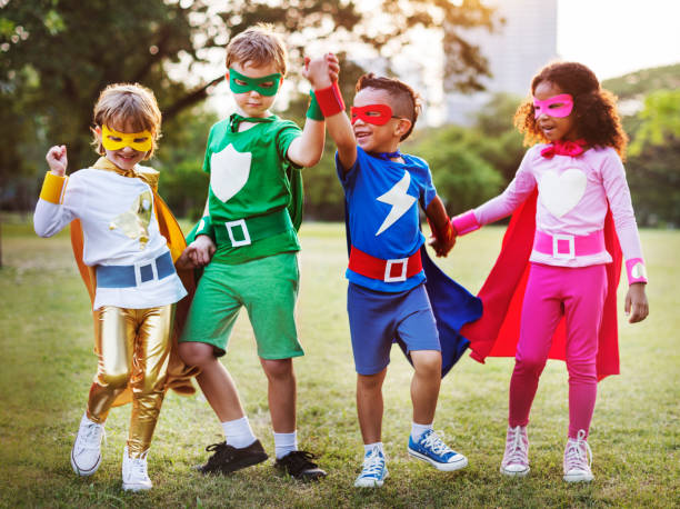 istock Superheroes Kids Friends Playing Togetherness Fun Concept 640094006