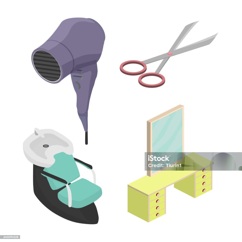 Salon Object Objects In A Beauty Salon Isometric Vector Illustration Stock ...