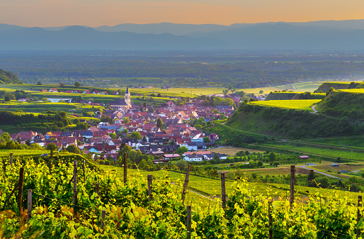 Scenic mountain landscape with a historic village in Germany,