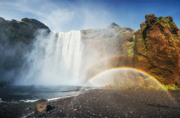istock Great waterfall Skogafoss in south of Iceland 640096272