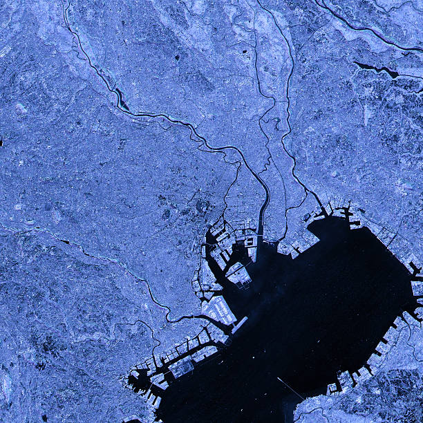 istock Tokyo Abstract City Map Satellite Image Blue 640096650