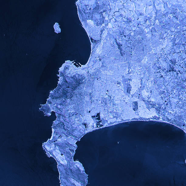 istock Cape Town Abstract City Map Satellite Image Blue 640098746