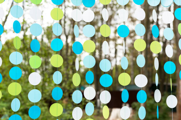 istock Beautiful wedding decoration background, curtain outdoors in woods 640099022
