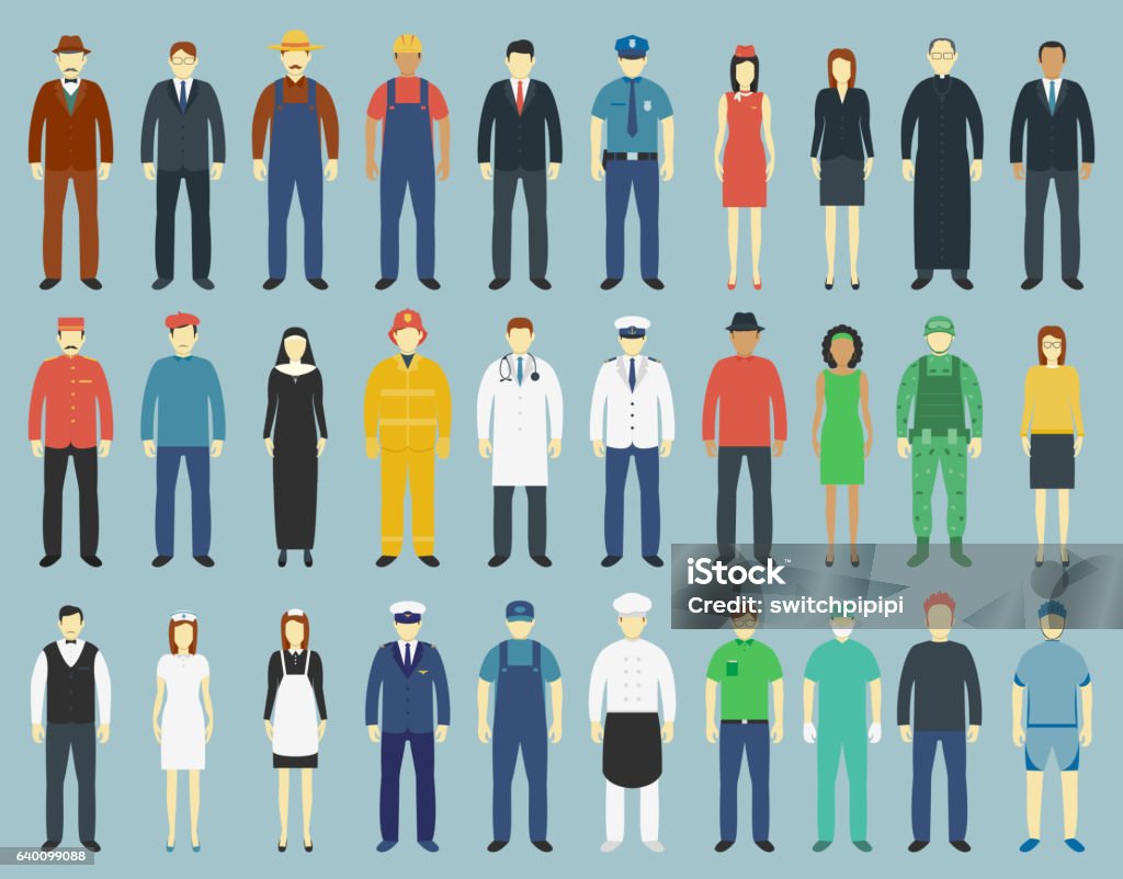 Profession People set. People avatar icons. Vector Profession People set. People avatar icons. Vector illustrationsProfession People set. People avatar icons. Vector illustration Security Guard stock vector