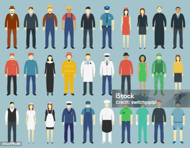 Profession People Set People Avatar Icons Vector Stock Illustration - Download Image Now - Security Guard, Vector, Security Staff