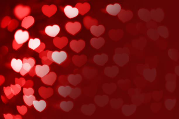 istock Red and white hearts bokeh as background with copy space 640102118