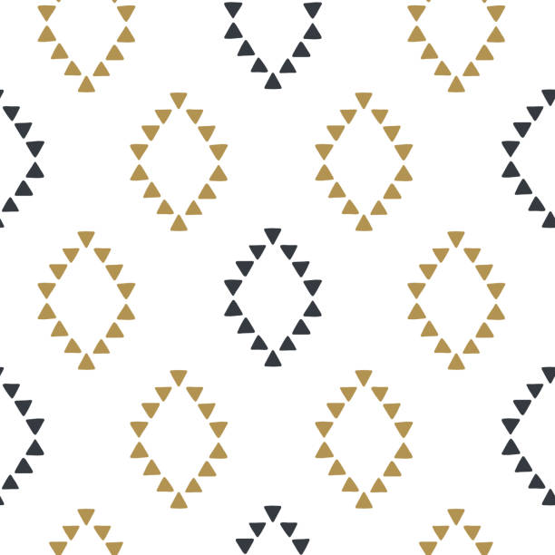 Seamless hand drawn geometric tribal pattern with rhombuses and triangles Seamless hand drawn geometric tribal pattern with rhombuses and triangles. Vector navajo design illustration. apache culture stock illustrations