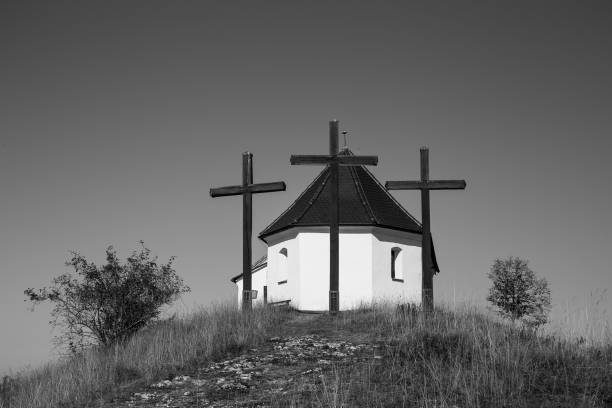 A little chapel on the hill Kornbuehl in the swabian jura