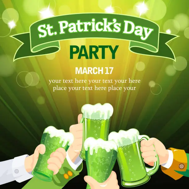 Vector illustration of St Patrick’s Day cheer party