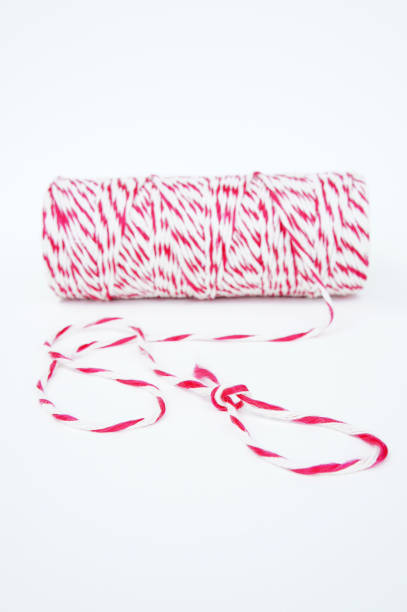 istock Red and white rope to tie things. 640104856