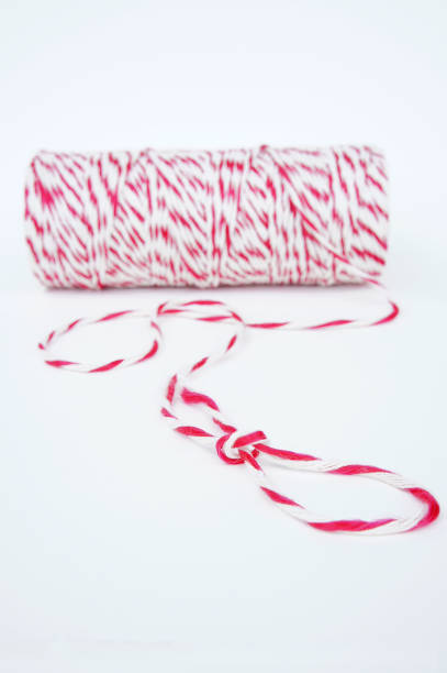 istock Red and white rope to tie things. 640104888