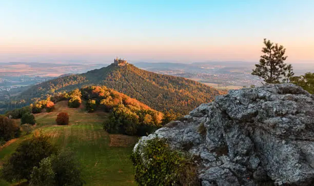 View from the Zollersteig to the famous castle Hohenzollern