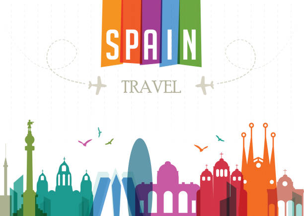 world travel и знаменитых мест-испания  - barcelona sevilla stock illustrations