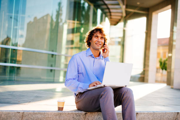 istock Portrait of businessman working on crowdfunding project 640109602
