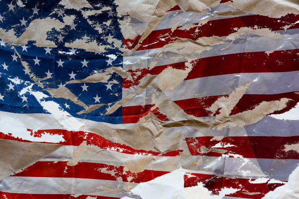 istock Crumpled paper with American flag, concept idea 640112050