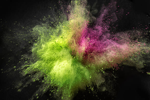 explosión de color poweder - polvo de color fotografías e imágenes de stock