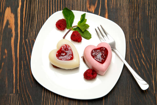 istock Panna cotta with raspberry jelly and fresh raspberries 640114992