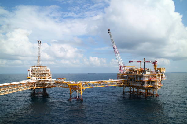istock Offshore construction platform for production oil and gas industry 640115276