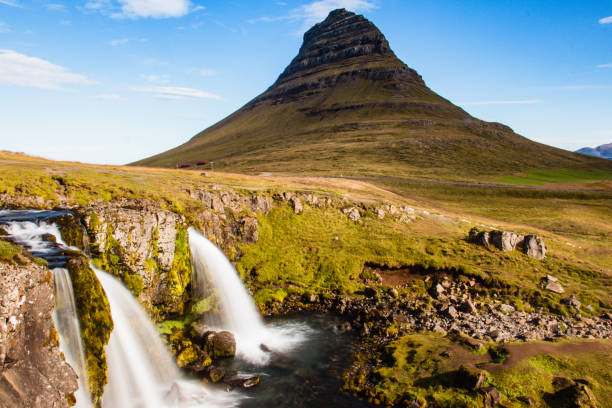 Kirkjufell waterfall and mountain, Iceland stock photo