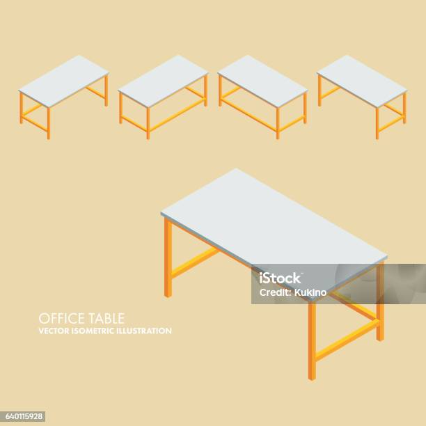Office Table Vector Isometric Illustration Stock Illustration ...