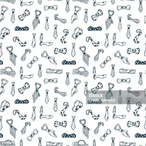 Fathers Day Background Seamless Pattern Mens Neck Ties Bow Ties Stock Illustration - Download Image Now