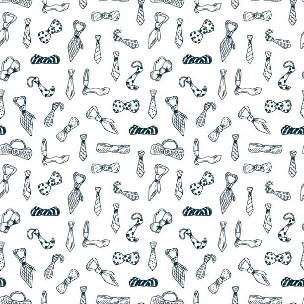 Vector illustration of Father's Day background. Seamless pattern Men's Neck ties, Bow Ties.