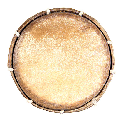 Top view of drum leather isolated on white background. Drum head isolated