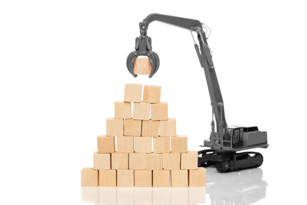 Crane and blank wooden  cubes