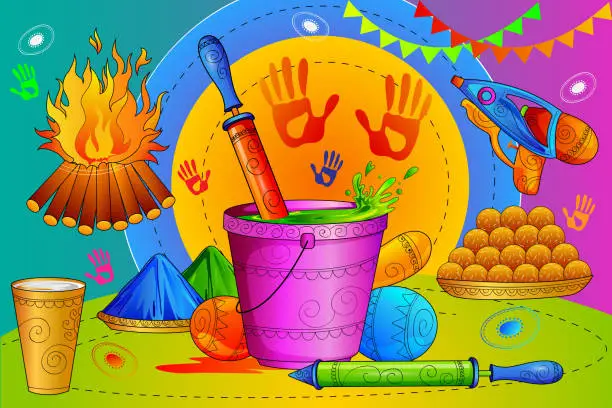 Vector illustration of India Festival of Color Happy Holi background