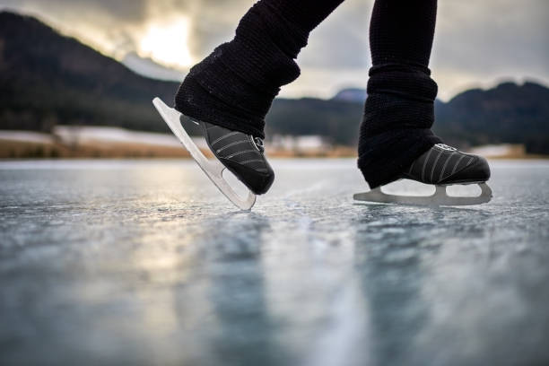 istock Ice skating on frozen lake 640123154
