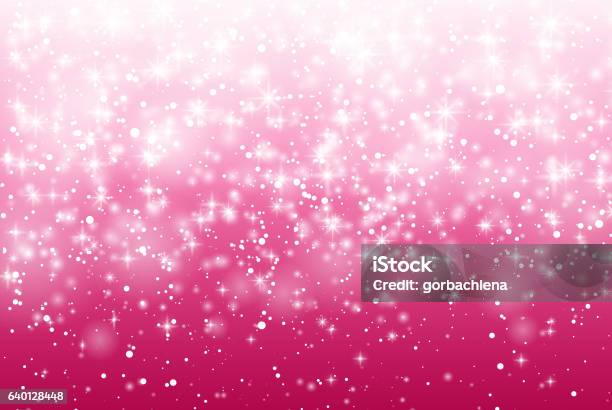 Vector Valentines Day Card Falling Snow Sparkle Star Snow Background Stock Illustration - Download Image Now