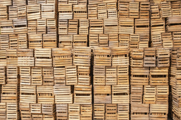 background boxes on pallets stock photo