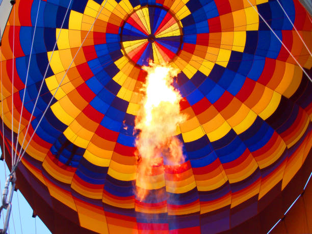 istock Flame in swirly, colorful balloon canopy 640130772