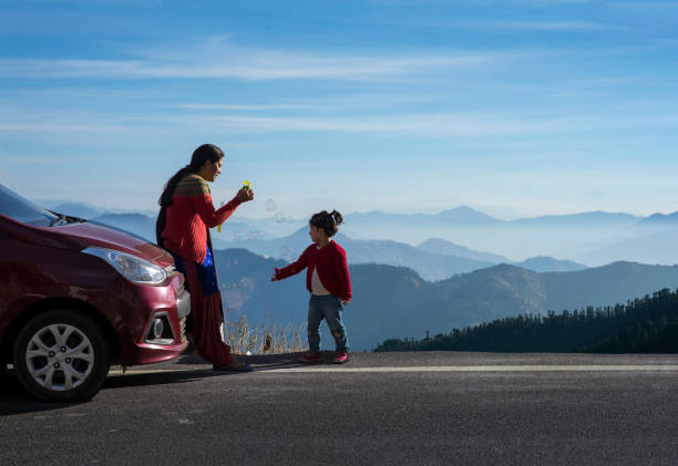 Mother and daughter on a road trip.