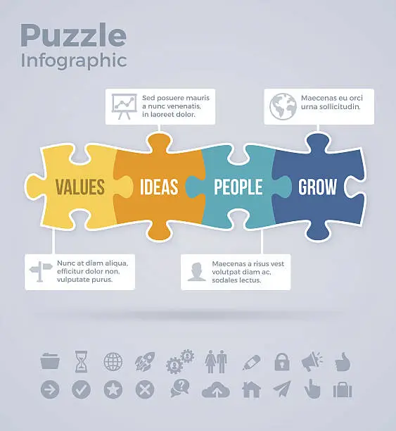 Vector illustration of Four Piece Puzzle Infographic