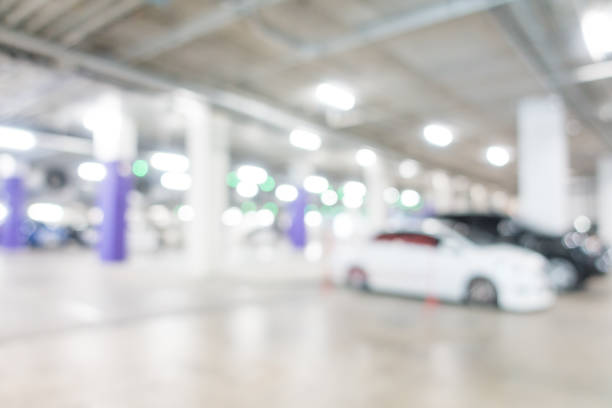 istock Abstract blur of a car park 640137372