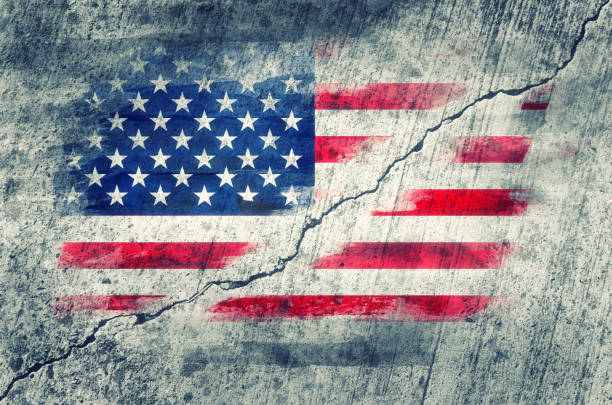 American flag painted on a wall American flag painted on a wall cracked in the middle. Toned image. democratic party usa photos stock pictures, royalty-free photos & images