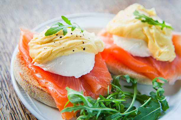 istock Poached Eggs with Hollandaise Sauce and Smoked Salmon on Muffin. 640138528