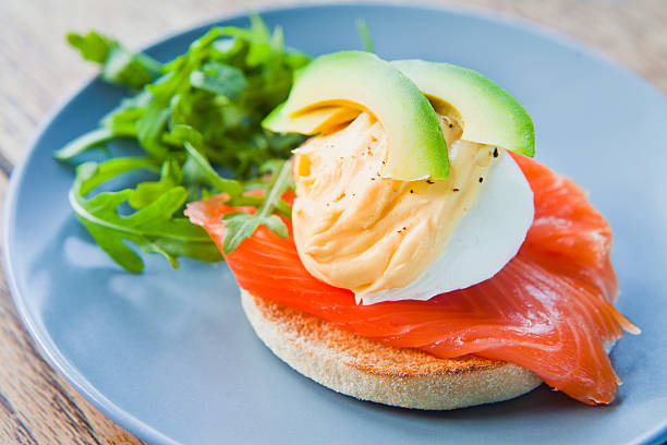 istock Eggs Benedict with Avocado and Smoked Salmon on Muffin. 640139126