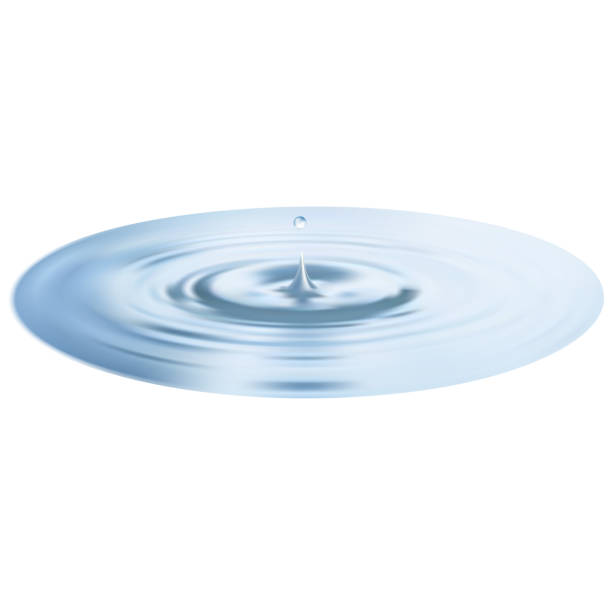 水滴、波紋または円は白の上に隔離されています。3d イラスト - nature design element dew spraying点のイラスト素材／クリップアート素材／マンガ素材／アイコン素材