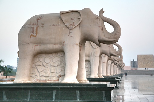three-headed elephant statue