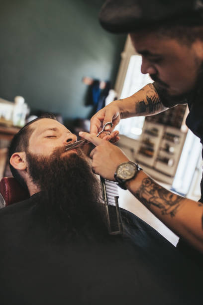 Man Having A Shave At The Barber Shop Stock Photo - Download Image Now -  Adult, Adults Only, Barber - iStock