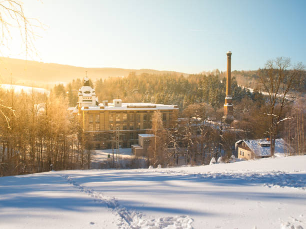 istock Old textile factory called Klaster, Monastery, with high chimney in 640149916
