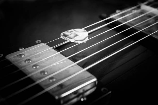 istock Acoustic guitar. Black-and-white image 640154440