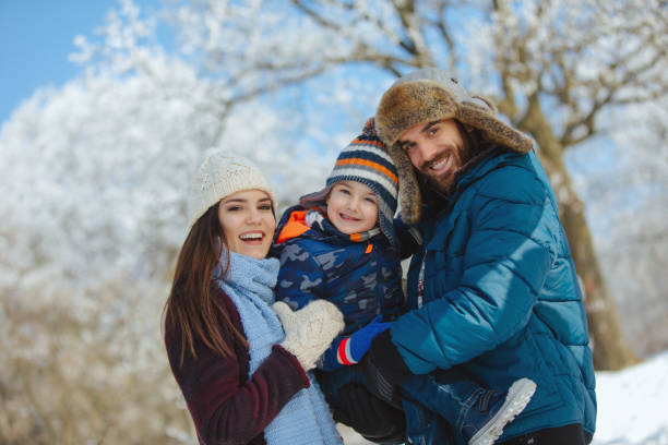 istock Family enjoying winter day in the forest. 640156324