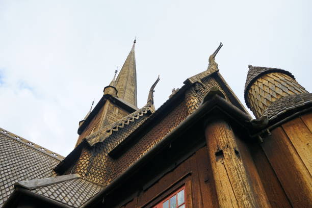 istock Close up norwegian tree church 640159272