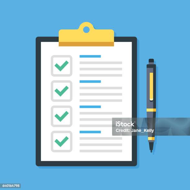 Tick Commplete Task Clipboard Green Ticks Checkmarks Pen Checklist Complete Tasks Vector ...