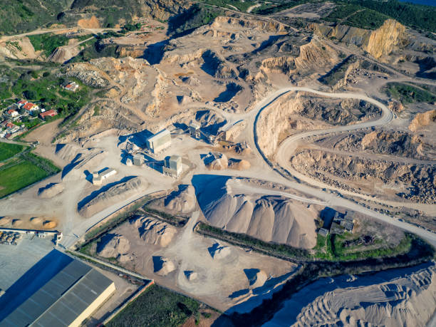 istock Aerial View of Open Pit Sand Quarries 640166112