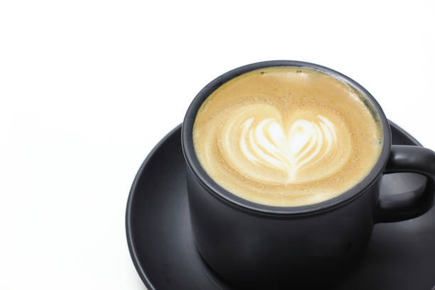 istock Hot coffee cafe latte on white background 640173714